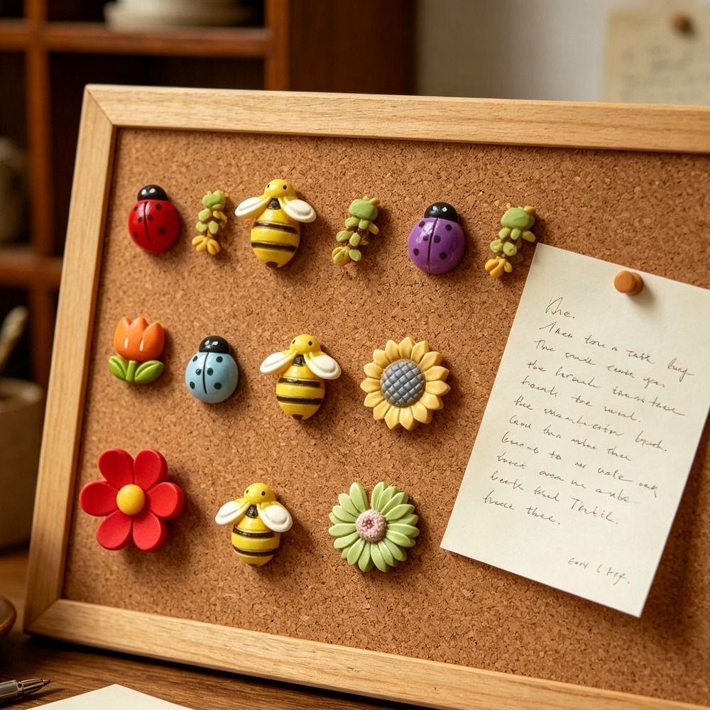 10pcs Tulip Flower Fridge Magnets Oval Shape Insect Refrigerator Sticker Home Decor