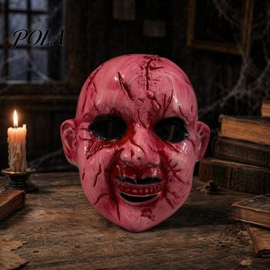 Scary Horror Masks Halloween Doll Face Mask, Ghost Head Prop for Haunted House Cosplay, Terrifying Party Mask Lightweight Plastic Adults, Adjustable