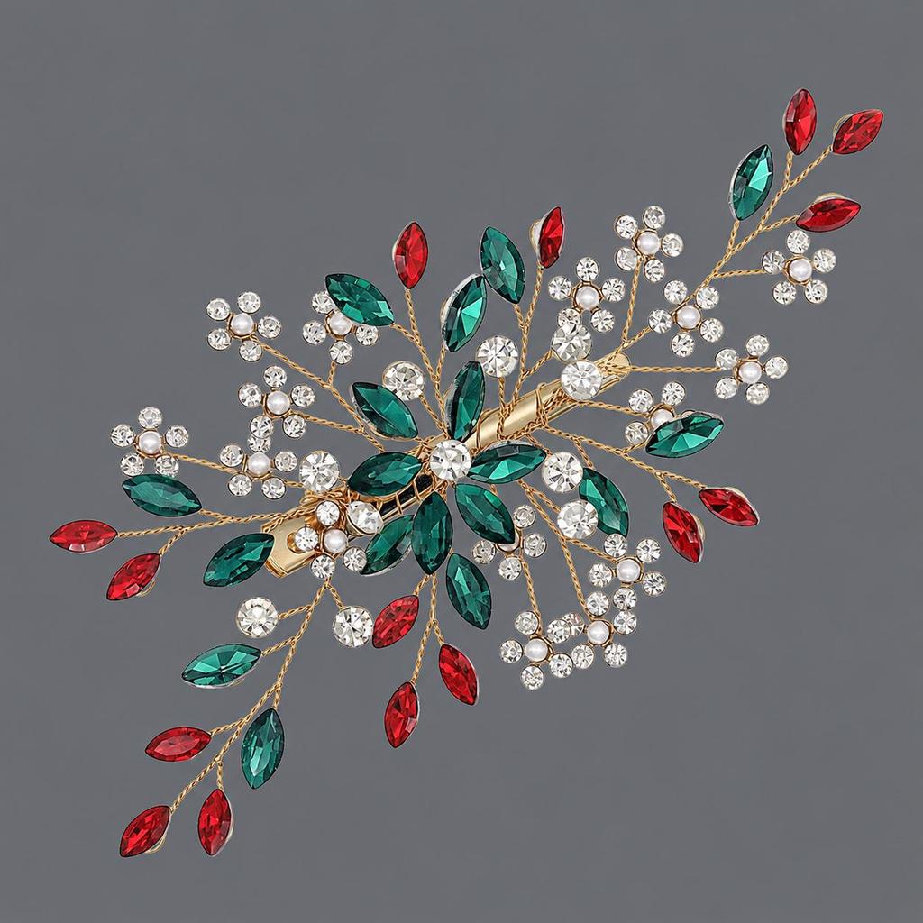 Handmade Flower Hair Clip with Alloy, Pearl and Drip Oil - Bridal Wedding Headwear Accessory