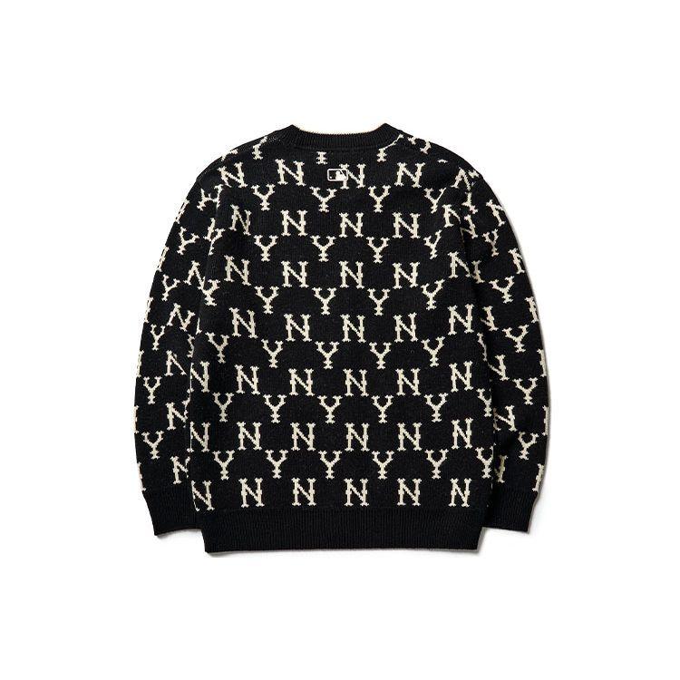 MLB Old Flower Series New York Yankees Knit Sweater Unisex sweater Black 3AKTM0114-50BKS