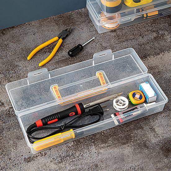 Toolbox Small Parts Screwdrivers Wrenches Transparent Storage Box with Adjustable Compartments Impact-Resistant Organizer Case