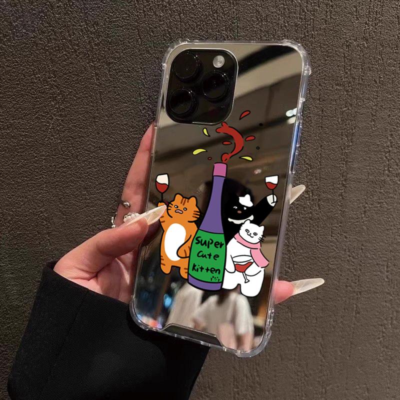 

Красное вино Кошачий узор Зеркальный акриловый чехол для телефона Samsung Galaxy S25 S24 S23 S22 Ultra Plus FE A06 A14 A23 A36 A55 A56 Galaxy S23