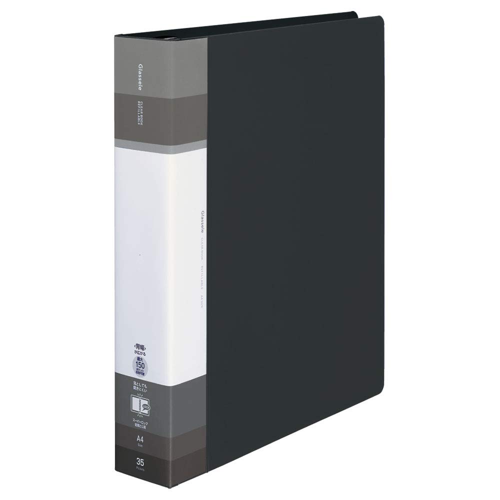 

KOKUYO File Clear Book Glassel Replaceable Paper Type A4 S Wide Black LA-GLB740D