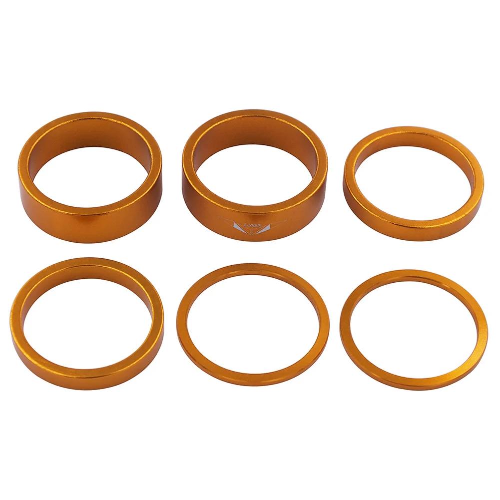6Pcs Bike Fork Washer Set 2/5/10mm Bicycle Headset Spacer Bicycle Washer Spacing Pad Aluminum Alloy for MTB Mountain Bicyle