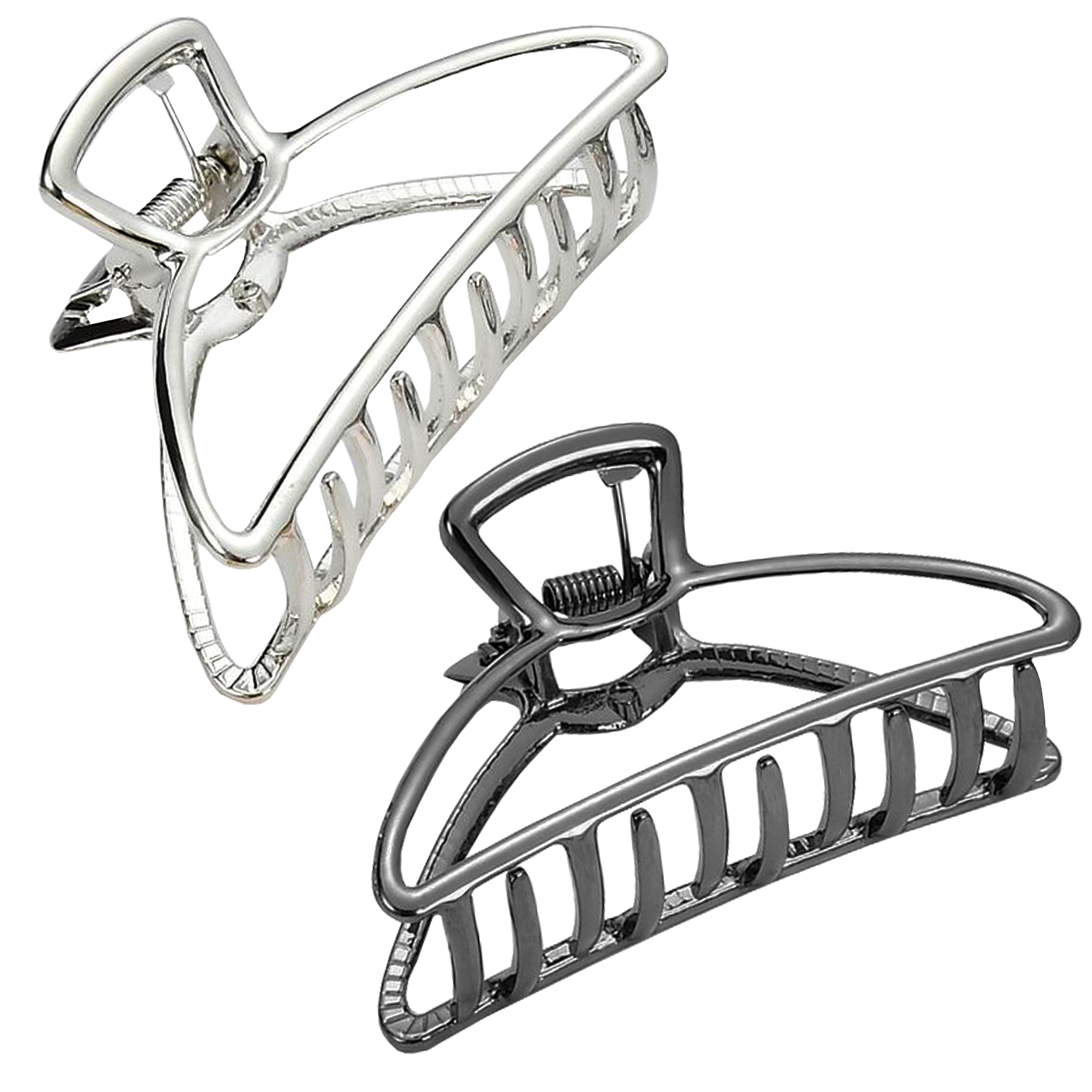 

Hair clips, women s metal hair claw clips (2 pieces, black and silver) 1 Count (Pack of 2)