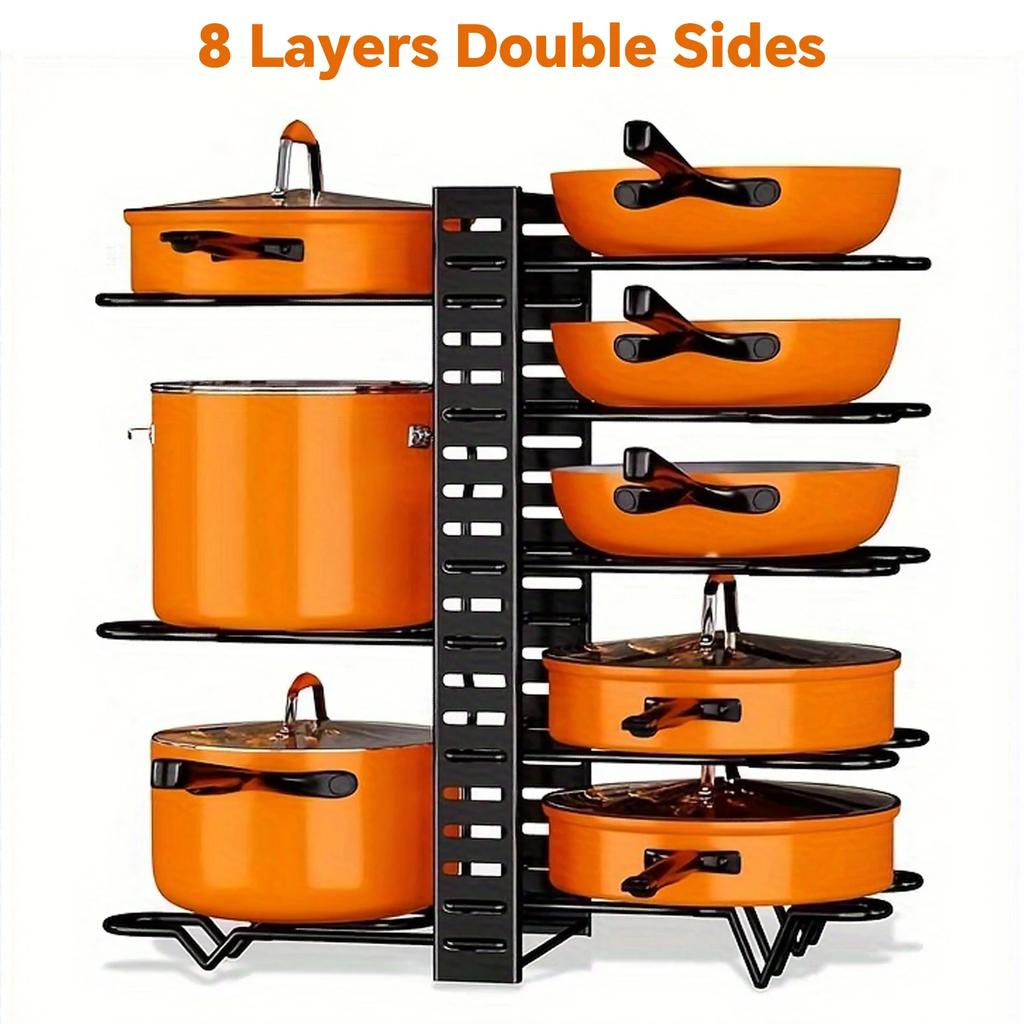 5th/8th Floor Pots Pans Organizer for Cabinet Upgraded Pots and Pans Organizer Rack for Kitchen Storage Pot Lids Organizer Rack