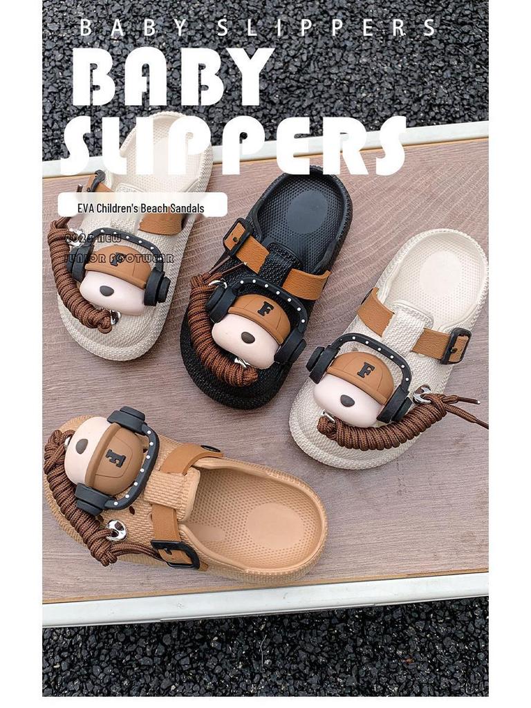 Children's 3D Dog Headphone Birkenstock Clogs: Creative, Closed-Toe, Super Soft, Thick-Soled Sandals for Boys and Girls
