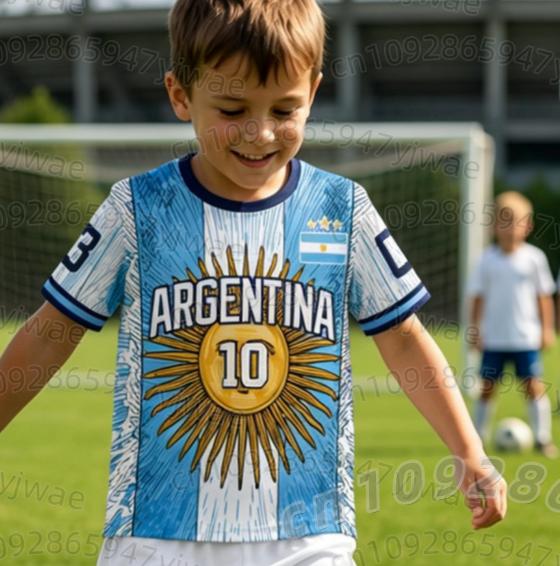 2026 BOYS Harajuku Argentina  Messi 10 Football Jersey Shorts Tee Set Women Men Kids Shirt And Shorts Summer Fans 2 Piece Sets