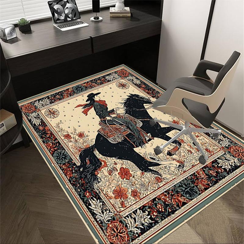 1PC Cowgirl Horse Non-Slip Floor carpet, Office, family, bedroom, Studio - Large Area Rug, Vibrant Colors-C0455