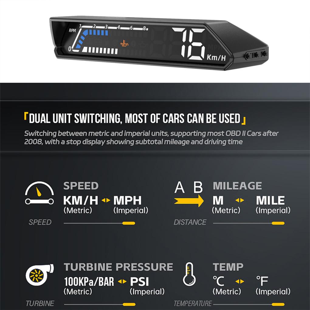 OBD Gauge Display HUD Hud Head Up Display Multifunctional Smart Gauge Heads Up Display For Car