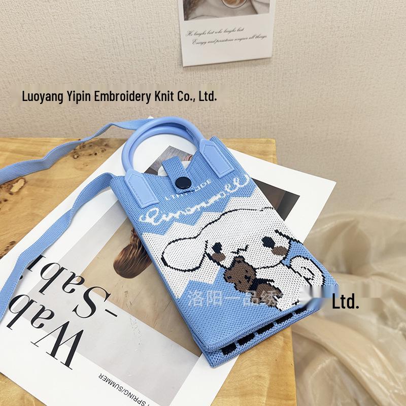 Cute Cartoon Dopamine Knit Crossbody Phone and Coin Bag
