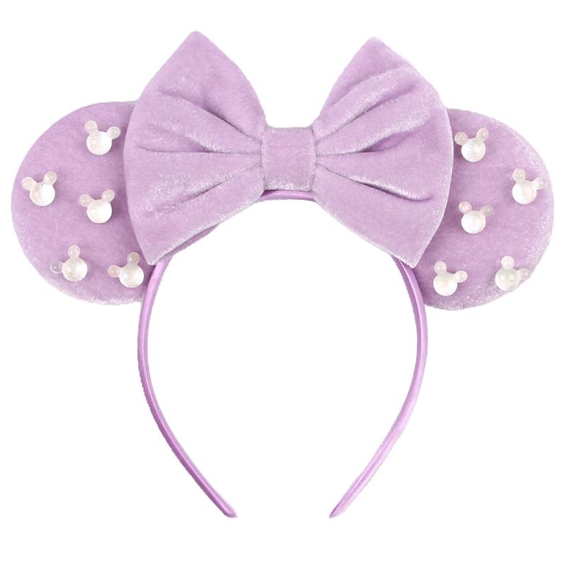 Ny Trendig Musöron Hårband Mickey 3.3" Sammet För Flickor Mjuk Rosett Hårband Halloween Festival Fest Resa DIY Håraccessoarer