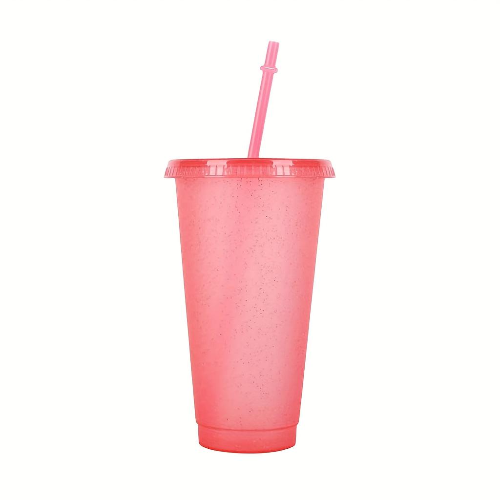 1/5Pcs Reusable Plastic Cup, 710ml Drinkware Tumblers, Coloured Acrylic Cups Tumblers with Lids and Straws, Plastic Bulk Cup