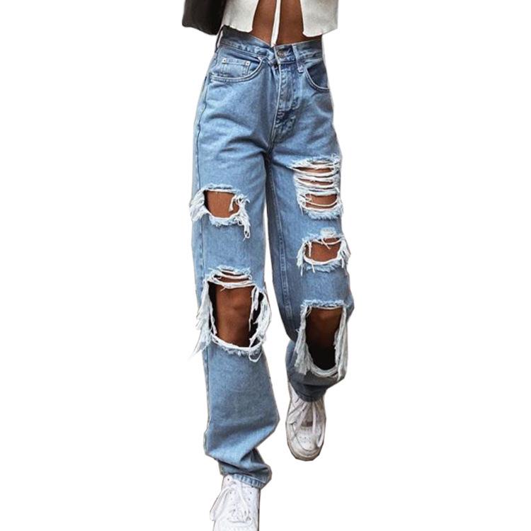 High-Quality Women's Ripped Straight Loose Jeans - European, American, Southeast Asian Styles