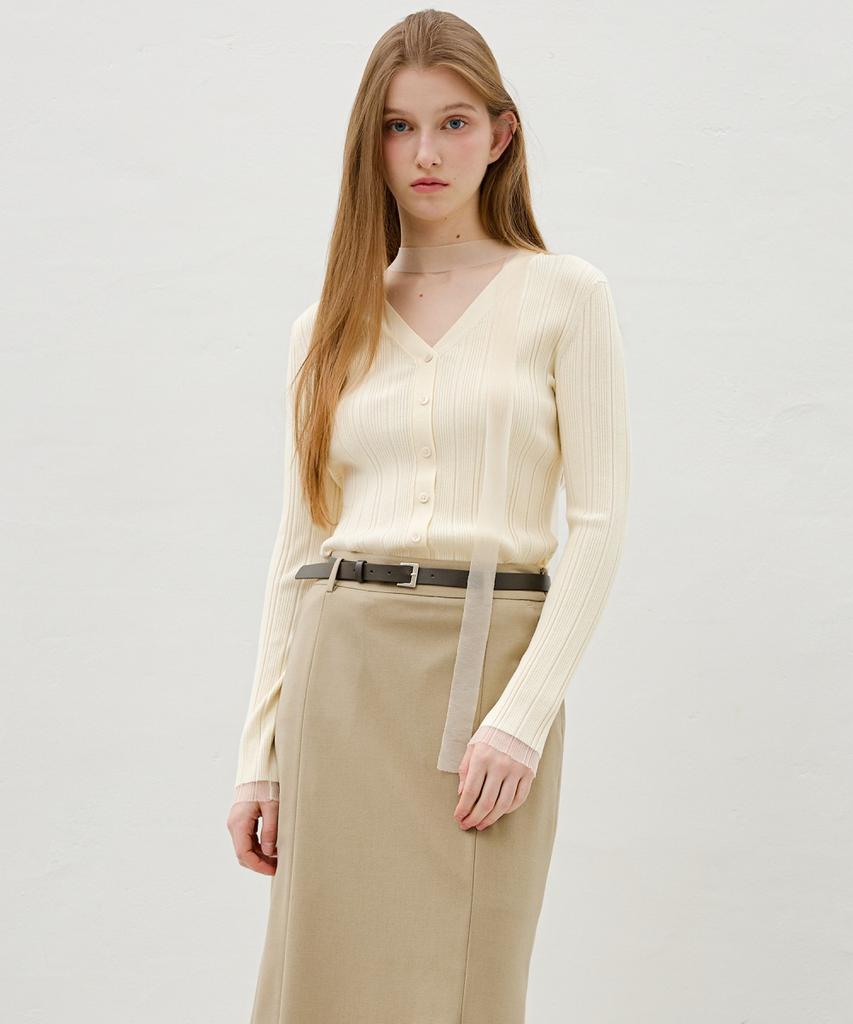 Ollibeudeollibeu Frill-Trimmed Hem Tie Pullover Ok6Sp1700