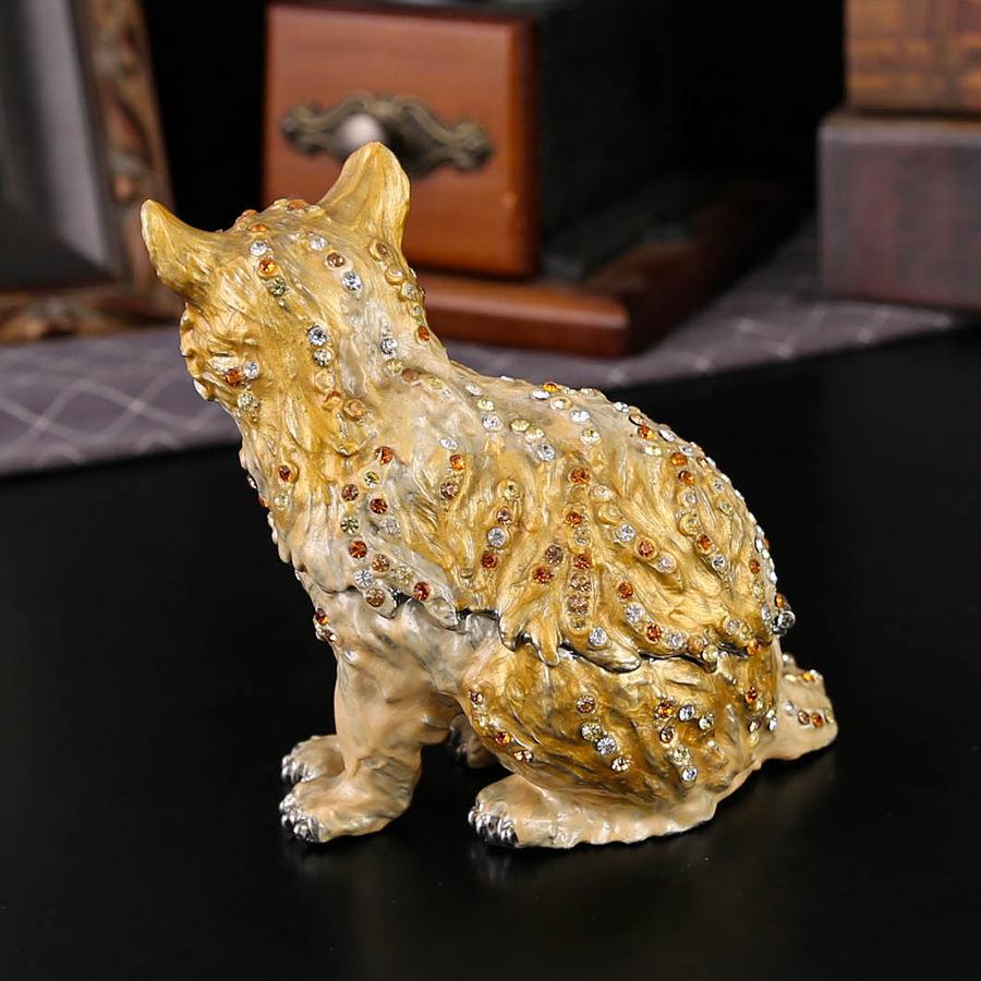 Meow Jewelry Box Metal Home Ornament Inlaid Jewelry Box Flip Dust-proof Earrings Ring Storage Box Jewelry Box