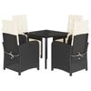 Vidaxl 5-Cz. Gartenmöbel-Set mit Kissen, Schwarz, Polyrattan