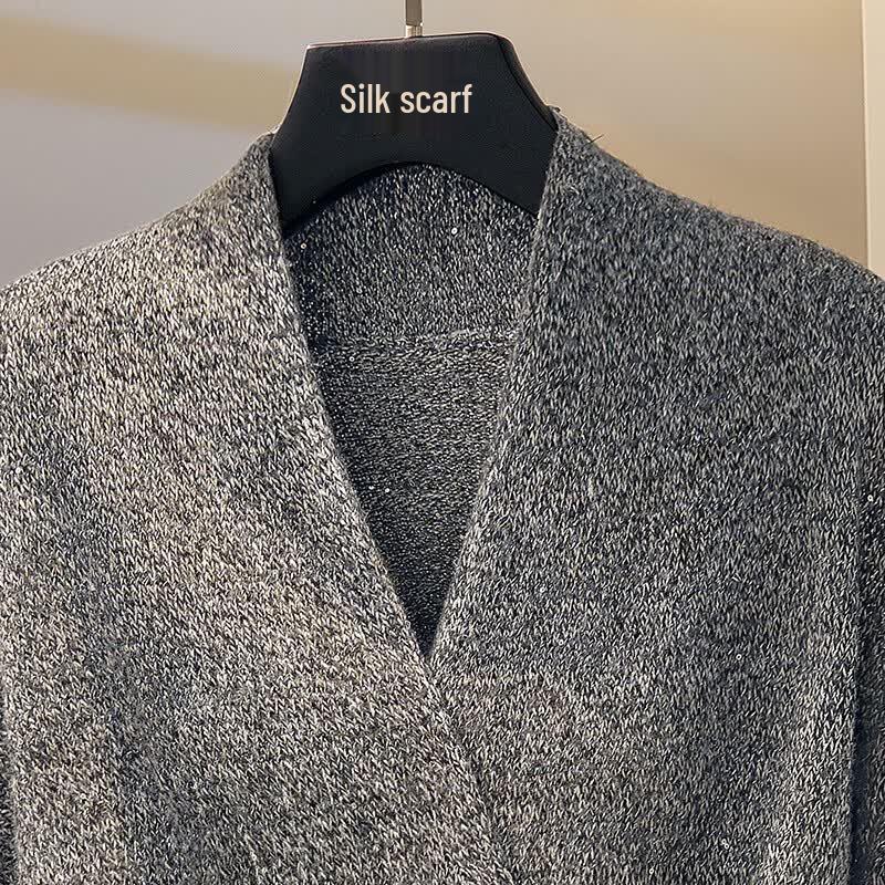 Women's V-Neck Shimmer Knit Pullover