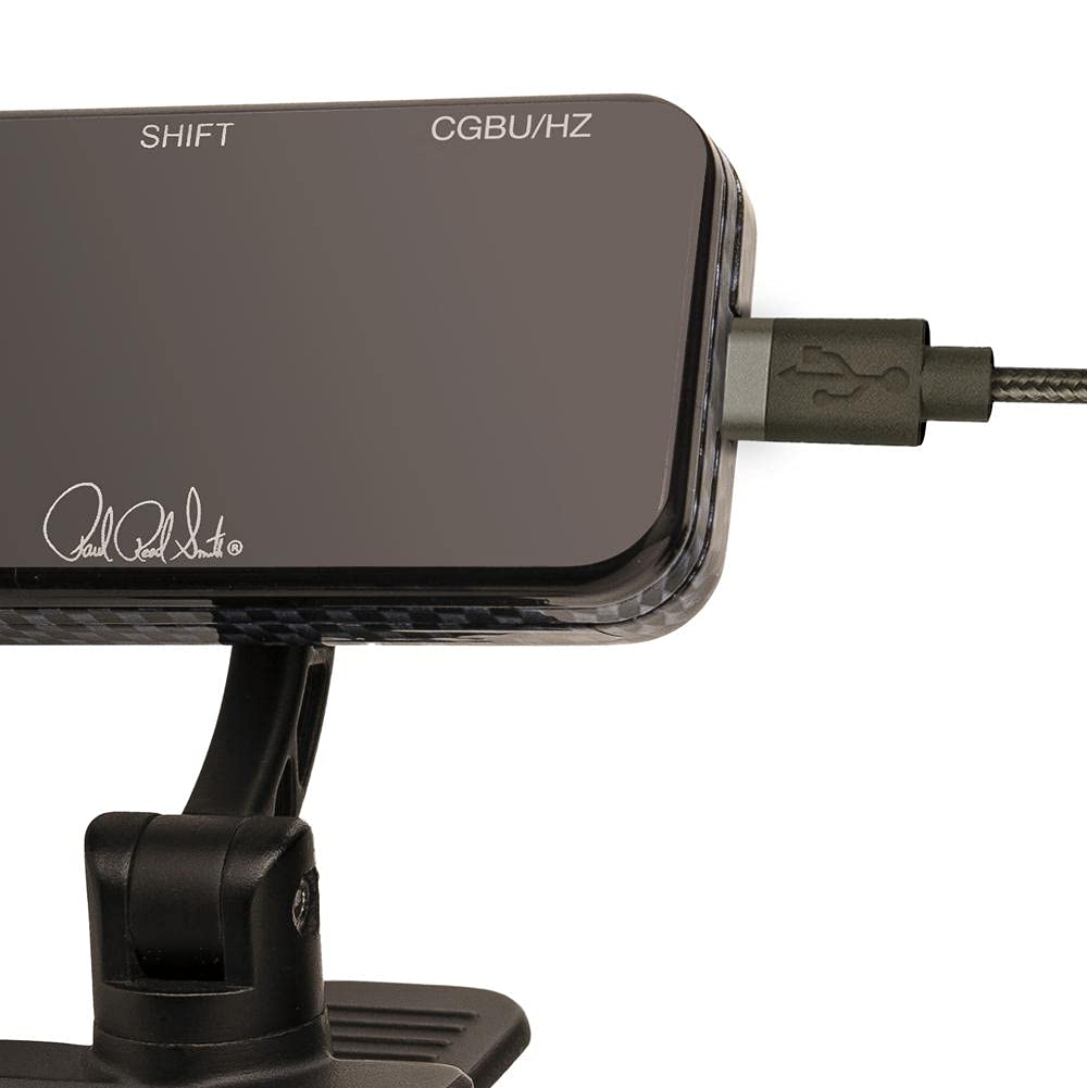 PRS Headstock Tuner Clip-on Tuner for Guitar, Bass, and Ukulele, USB Charging, Paul Reed Smith