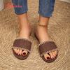 Fashion Aphixta Candy Color Flat With Summer Women Slippers Sewing Canvas Shoes Classic Hollow Round Toe Flip Flops Beach Slide Mules 43