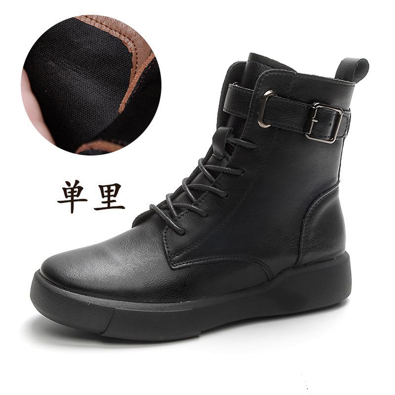 Short boots for women 2026 new autumn and winter flat single boots  cowhide women's casual retro short boots