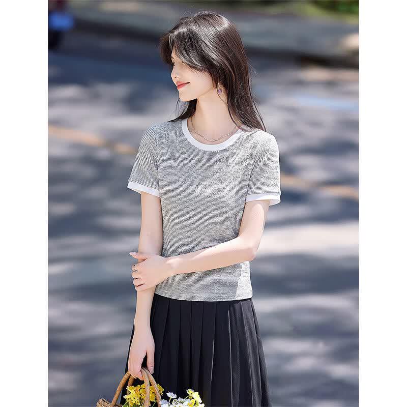 Women's Elegant Striped Short Sleeve T-Shirt