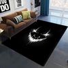 Dark Cartoon Print Carpet Mat Anti-Slip Backing Rug Glowing Skull Smile Design for Gothic Decor Living Room 3D Horror Floor Mat
