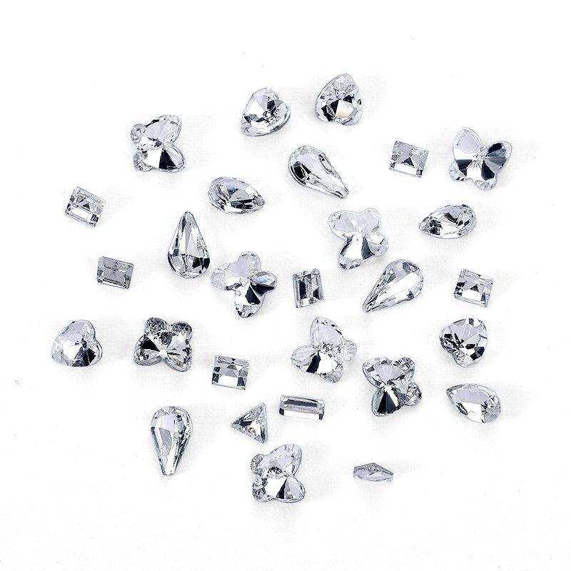 Nail Art Jewelry White Mini Pointed Bottom Drill Heterosexual Nail Art Drill Love Butterfly Crystal Drill Nail Drill