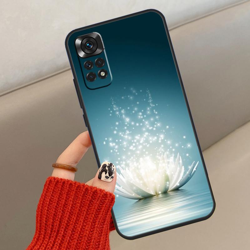 Lotus Blue White Flowers Case For Xiaomi Redmi Note 14 13 12 10 11 15 Pro Plus Cover For Redmi 15 15C 13C 10C 12C 14C