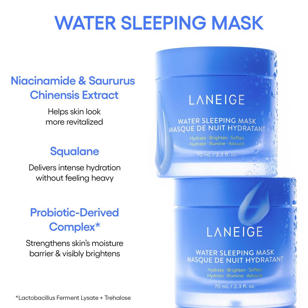 LANEIGE Dream Team Water Sleeping Lip Sleeping Bouncy and Firm Hydration Travel Sized Trio Mask, Mask, Mask, Barrier-Boosting