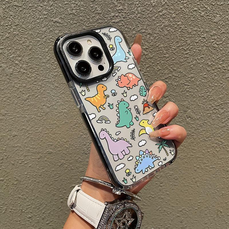 Summer New Fun Funny Little Dinosaur Iphone14 Transparent Mobile Phone Case Apple 17 Anti-drop Soft Case 16 Cute