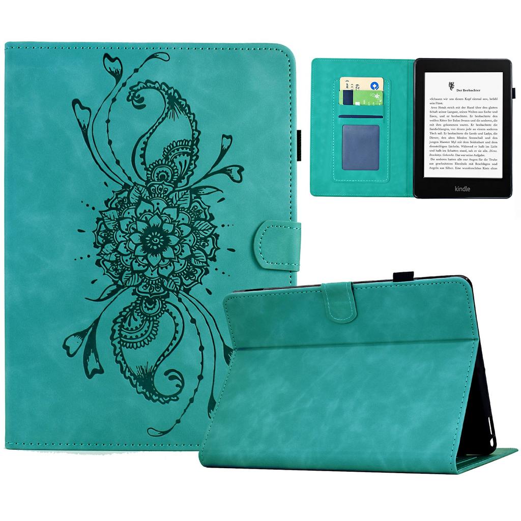For Amazon Kindle Paperwhite 5 (2021) Case Mandala Imprinted Leather Tablet Cover with Card Slots