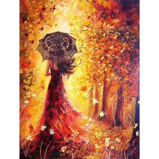 

DIY Полный дрель Алмазная картина Пара Зонтик Вышивка Крестом Мозаика Домашний Декор Подарок Full Round 20x25CM