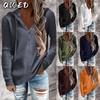 Women's Fashion Casual Solid Color Print Long Sleeve Hooded Hoodies & Sweatshirts