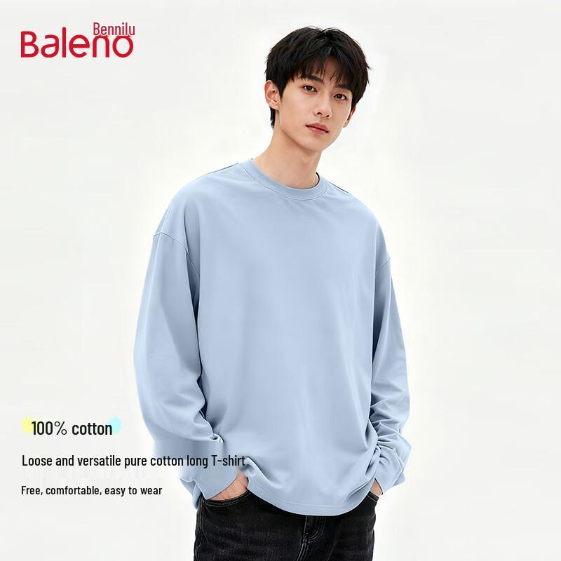 Baleno Herren Langarm-T-Shirt aus reiner Baumwolle