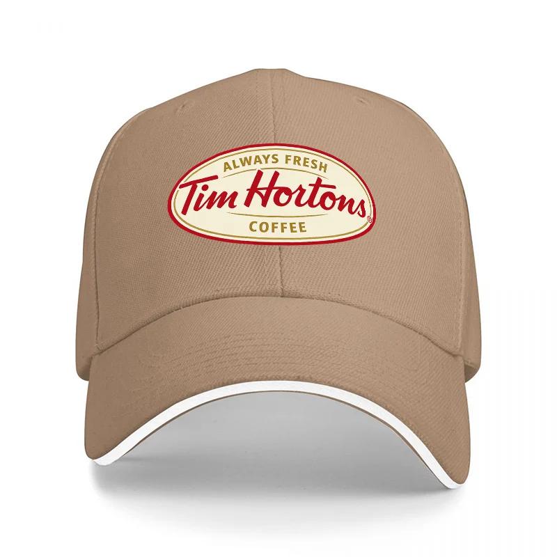 Tim Hortons Coffee Logo Black Baseball Cap Classic Design Embroidered Front Panel Adjustable Fit for Everyday Wear