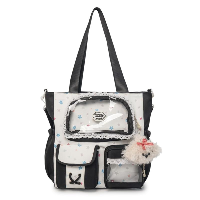 Women's Contrast Shoulder Bag Stars Print College Style Crossbody Bag