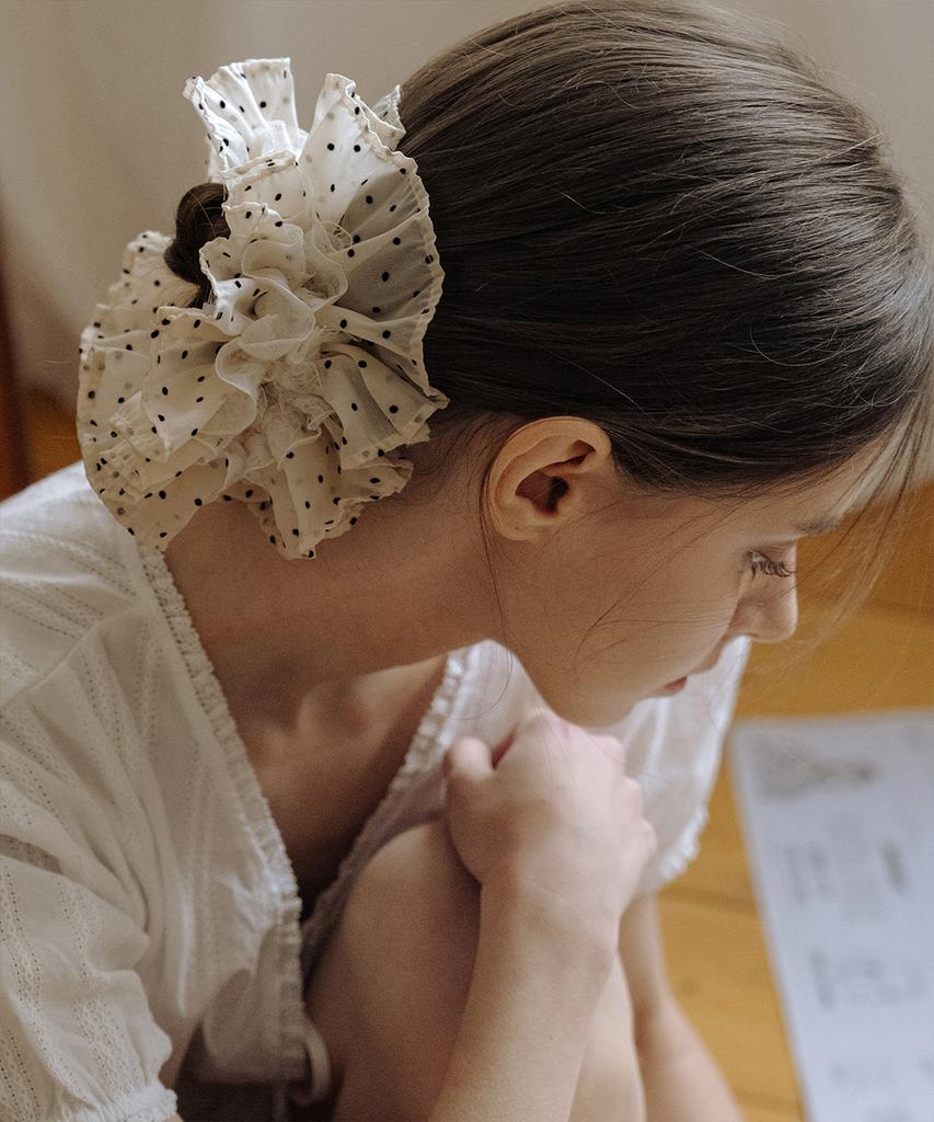 Has Hml002 Dot Ruffle Lace Scrunchie