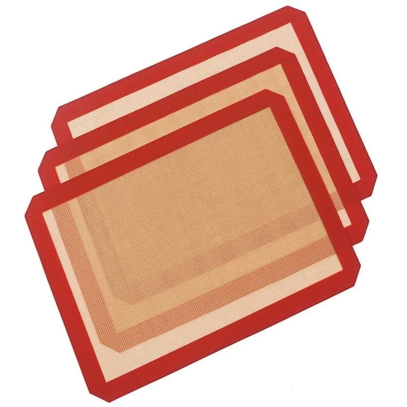 Kitchen Silicone Baking Mat Set Non-Stick Heat for Cookie Sheets Red Baking Tools for Bread Pizza