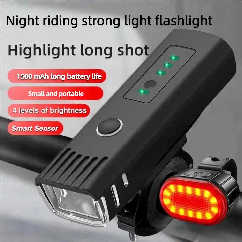 1000LM Bicycle Led Front Light LED USB Rechargeable Smart Sensor Rear Light Waterproof Bright Flashlight Safety Cycling Lights