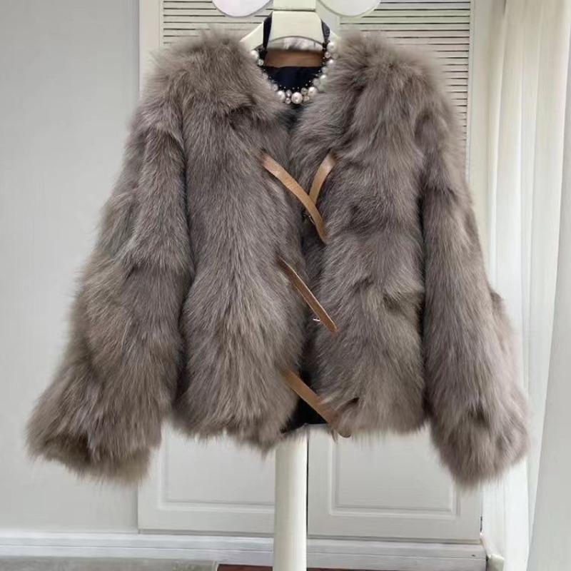 

Зимняя новая куртка Тока из искусственного меха лисы, легкая, короткая, хлопковая, теплая, женский топ 3XL [125-70 kg] коричневый