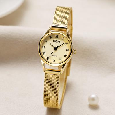 Medieval Small Plate Stainless Steel Mesh Belt Women'S Creative Rhinestone Roman Scale Retro Quartz Watch