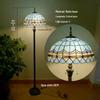 Retro Nordic Style Tiffany Floor Lamp - Colored Glass Light for Living Room, Bedroom, or Study.