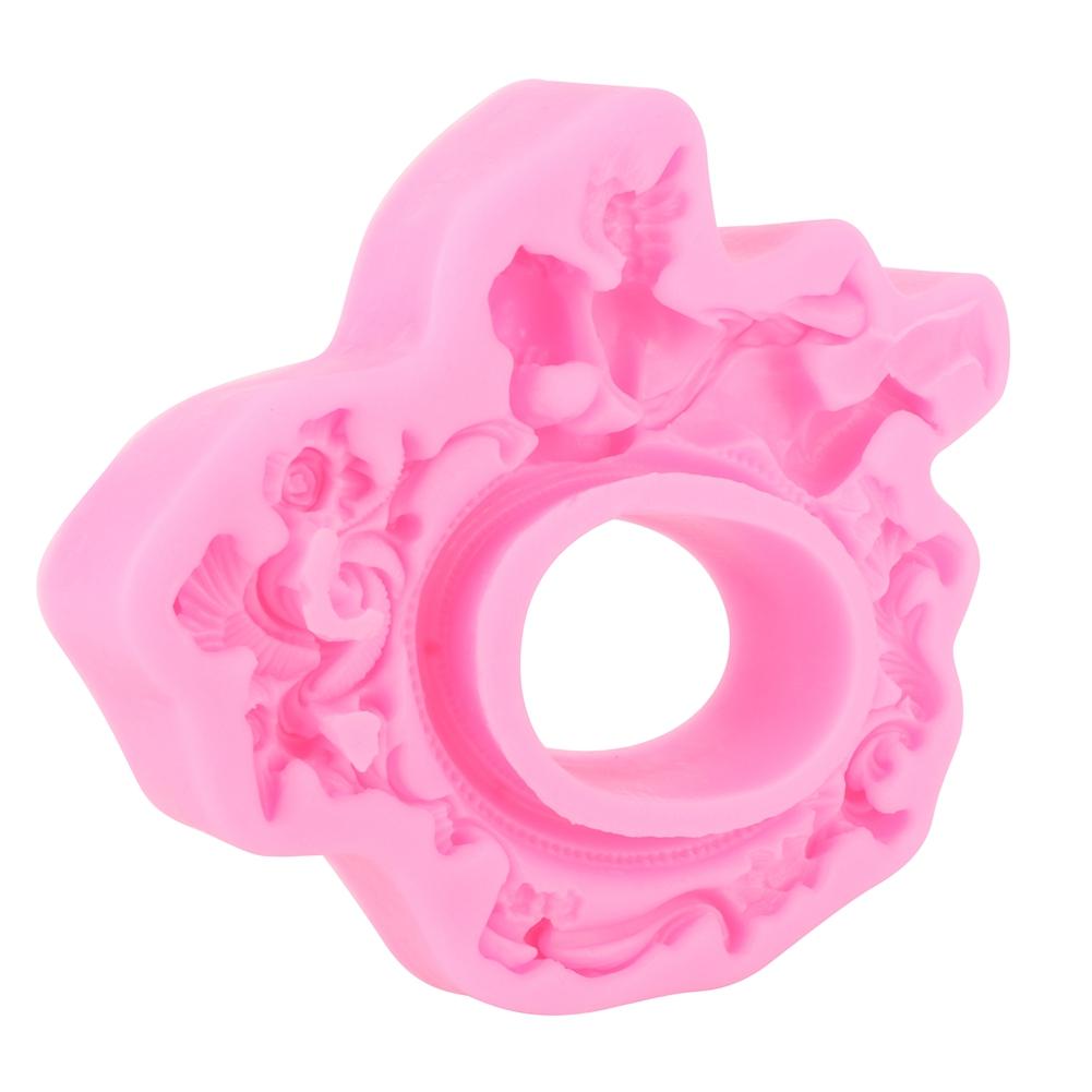 European Angel Photo Frame DIY Silicone Mold Fondant Chocolate Mould Cake Baking Decor ToolPink