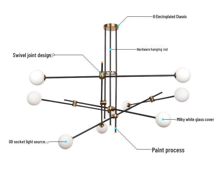 Modern Minimalist Multi-head LED Glass Ball Pendant Light for Bedroom, Dining, or Living Room