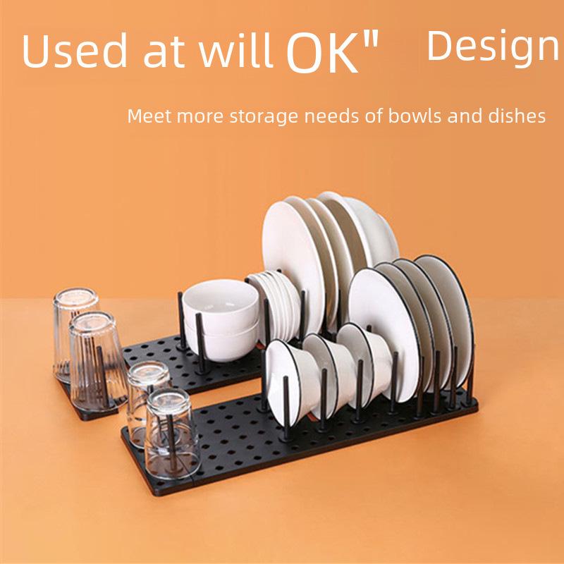 Drawer-Style Retractable Dish Rack with Non-Slip Bowl & Plate Storage, Adjustable Cutlery Organizer, & Cup Holder
