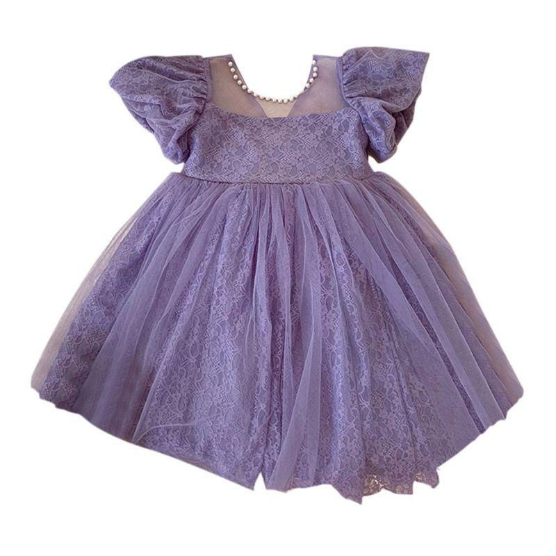 Princess Dress Puff Sleeve Mesh Sweet And Cute Girls