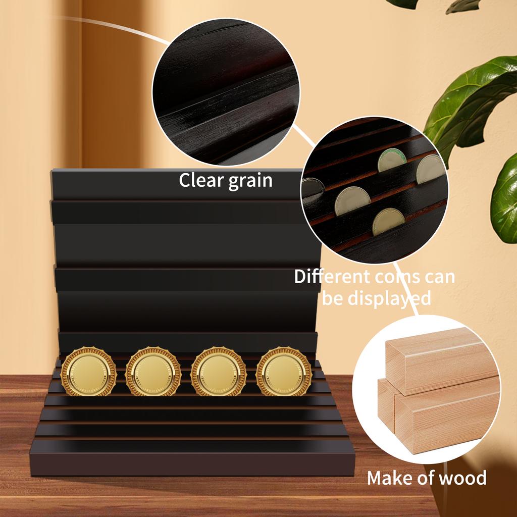 Coin Display Stand Solid Coin Table Top Display Rack Smooth Wood Coin Holder Versatile Coin Shelf Coin Case Stable Coin Rack NEW