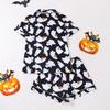 Ladies Pajamas Halloween Printed Lapel Short Sleeve Shorts Loungewear Set