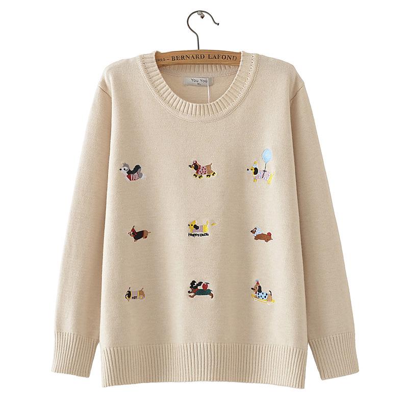 

2025 Autumn/Winter Plus Size Women s Cartoon Sleeve Round Neck Sweater 3XL абрикосовий